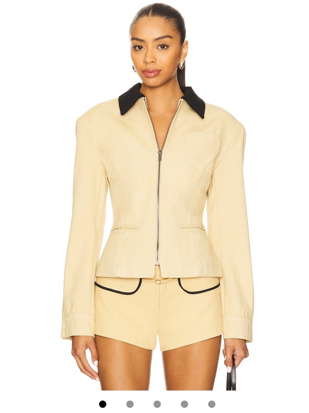 Lioness Soho Jacket in Latte with Black Collar (XS)